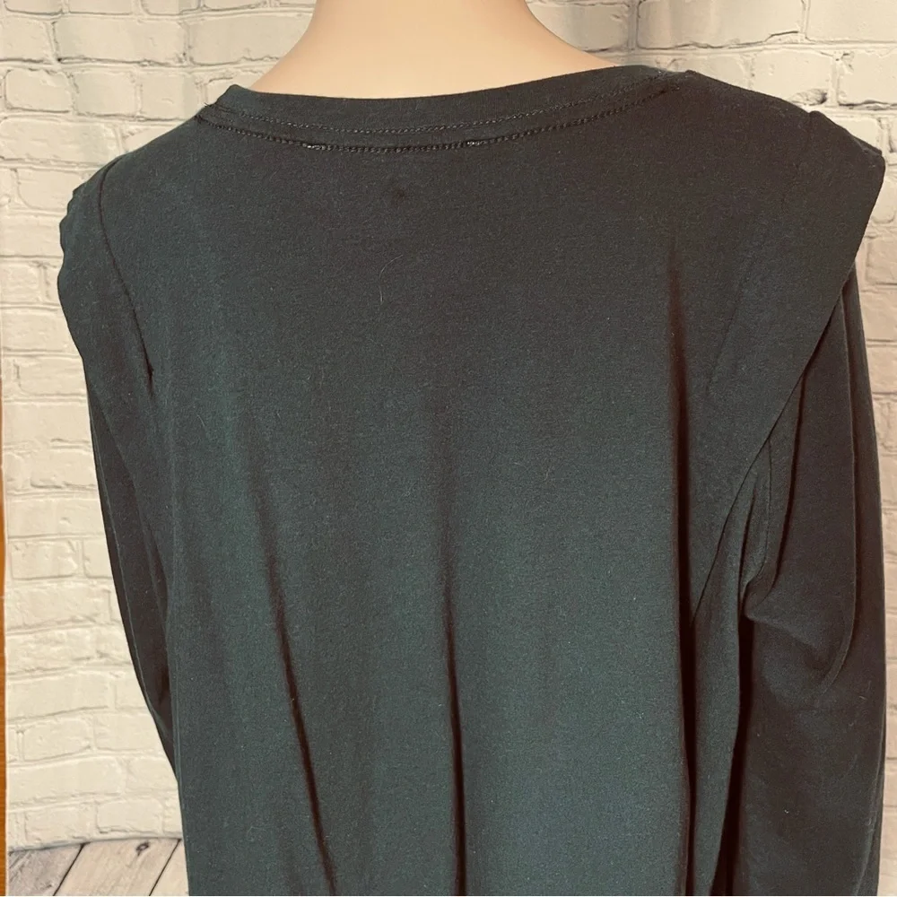 New Free People Beach Black Cotton Long Sleeve T-Shirt Tunic Dress Size M